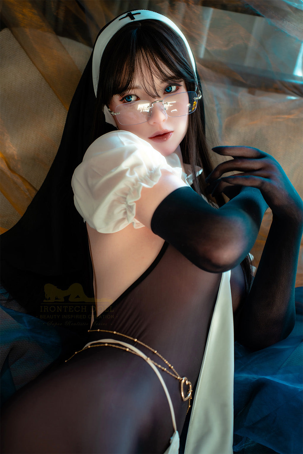 Lisa-162cm Minus (5'31")Full Silicone Cosplay Sister Black Stocking Sex Doll Natural - Irontech Doll