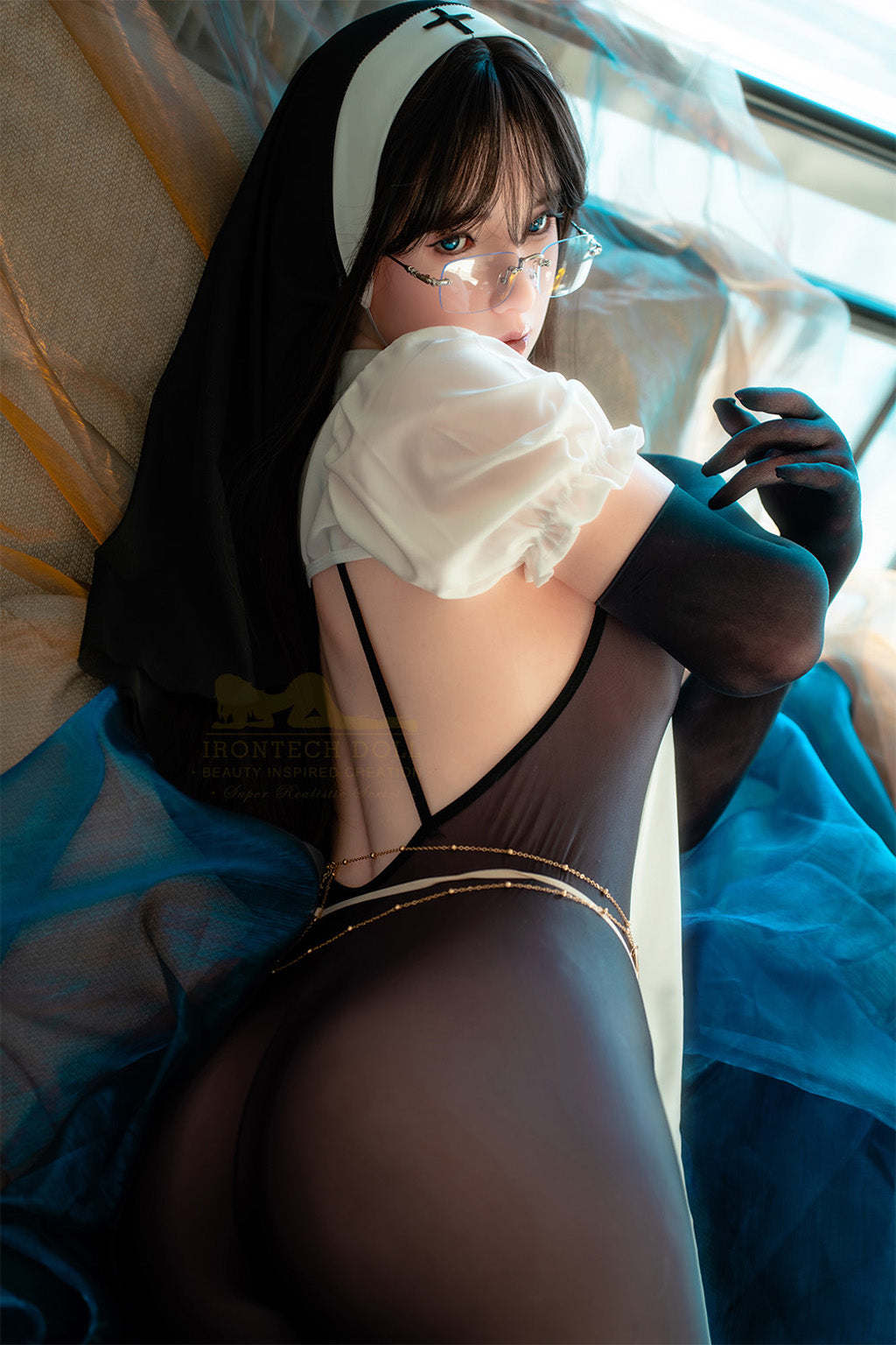 Lisa-162cm Minus (5'31")Full Silicone Cosplay Sister Black Stocking Sex Doll Natural - Irontech Doll