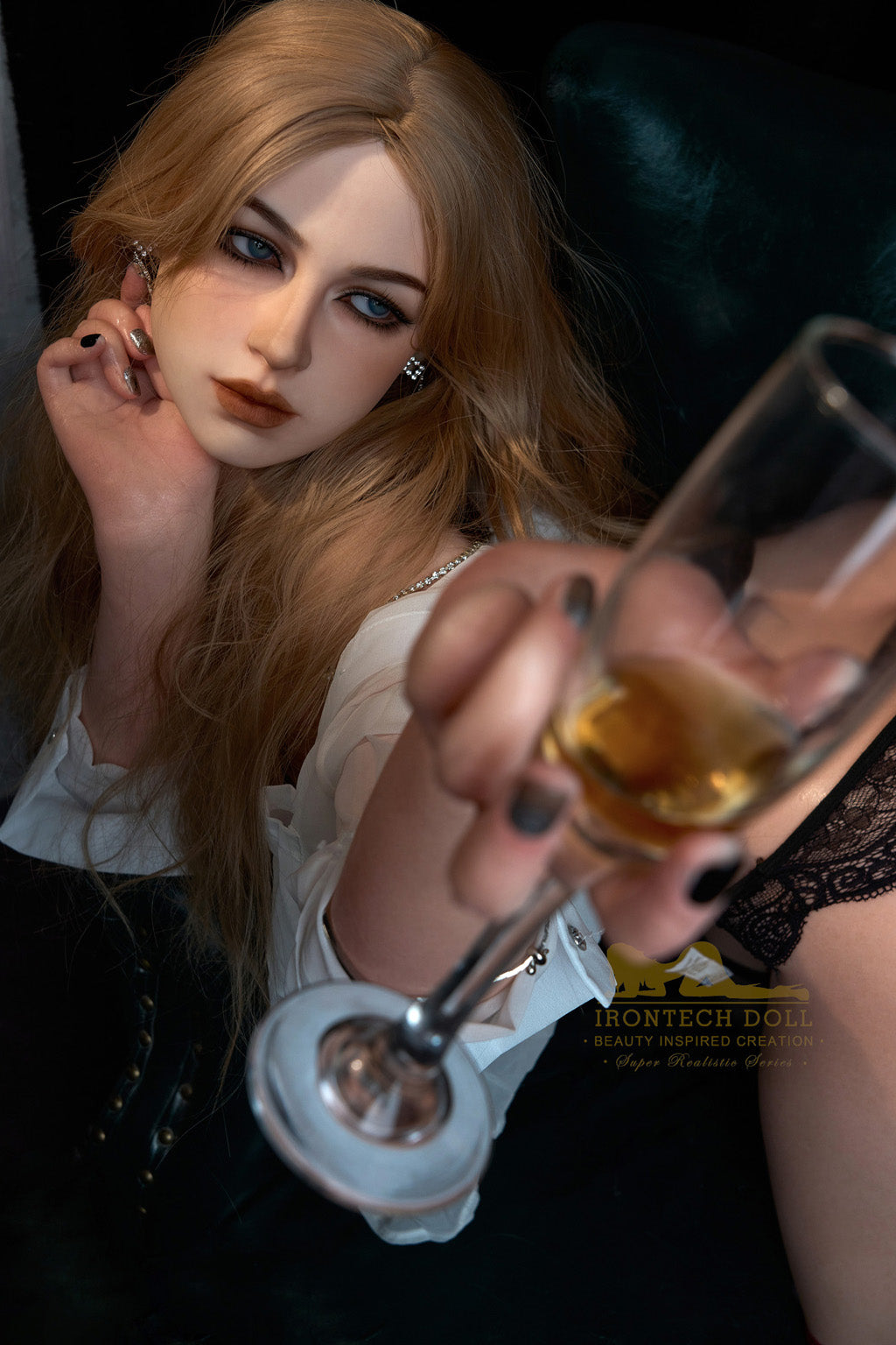 Olive- 164cm(5'38")E-cup Full Silicone Chiffon Blouse Lace Underwear Blonde Sex Doll- Irontech Doll