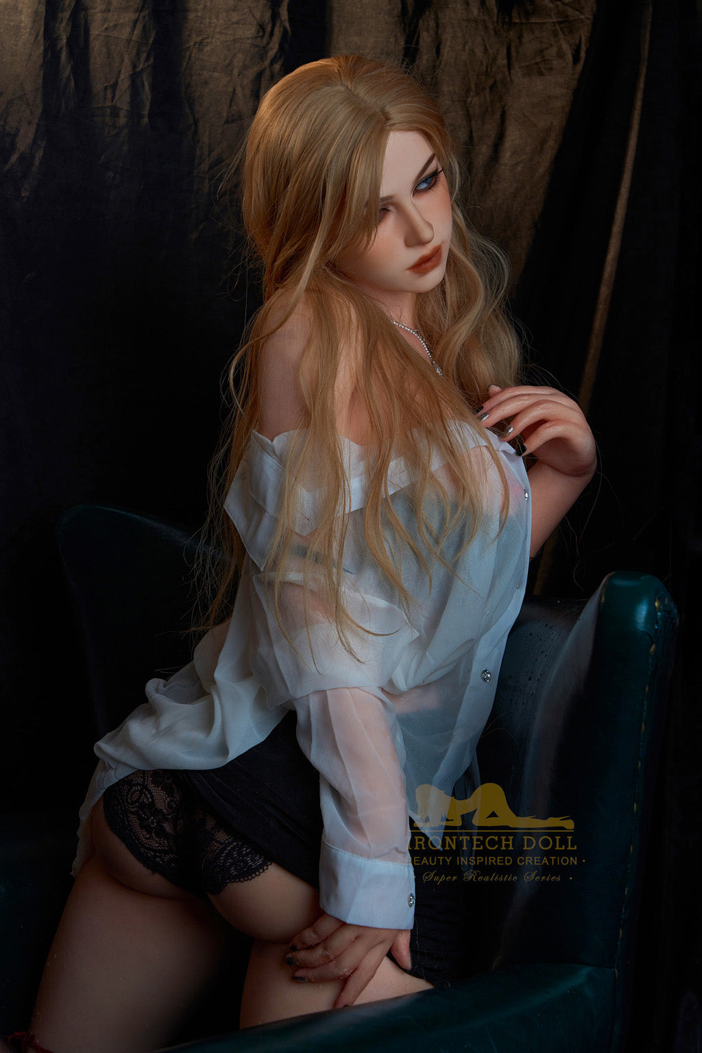 Olive- 164cm(5'38")E-cup Full Silicone Chiffon Blouse Lace Underwear Blonde Sex Doll- Irontech Doll