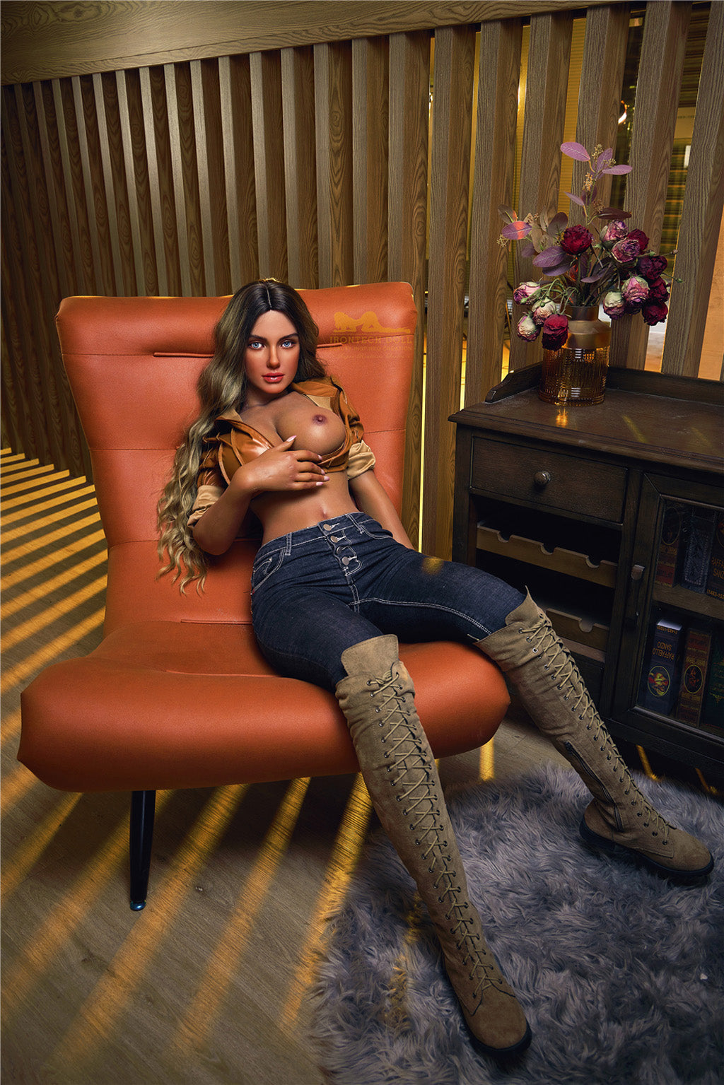 Luna-165cm (5'41")F-cup Full Silicone Silver Hair Gypsy Sex Doll Dark tanned - Irontech Doll