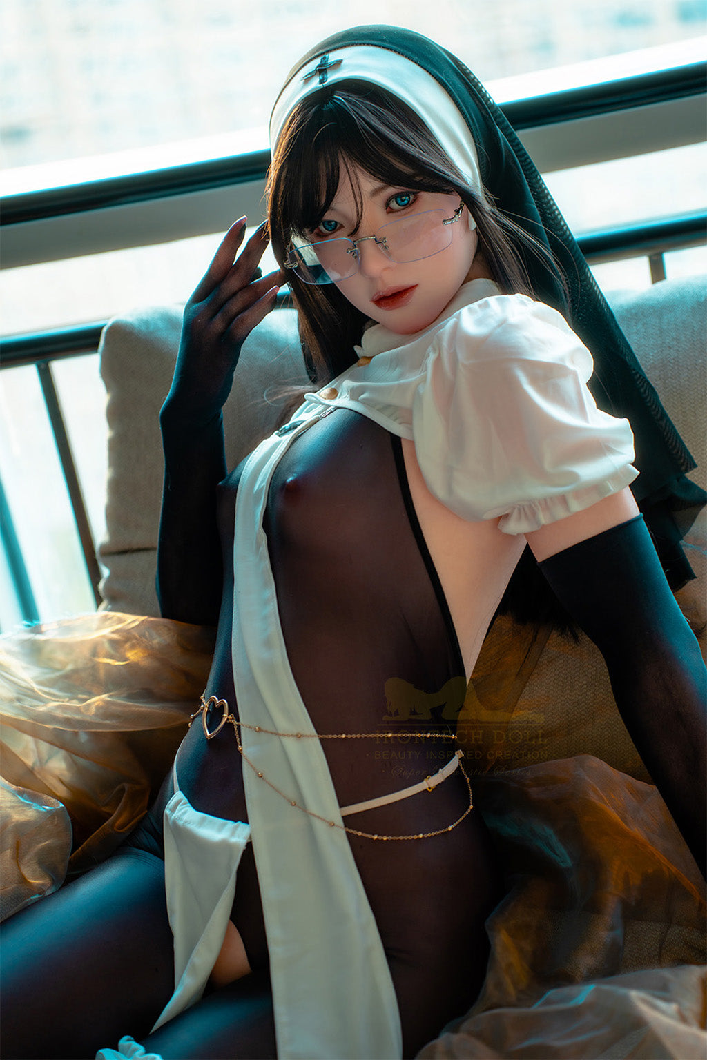 Lisa-162cm Minus (5'31")Full Silicone Cosplay Sister Black Stocking Sex Doll Natural - Irontech Doll
