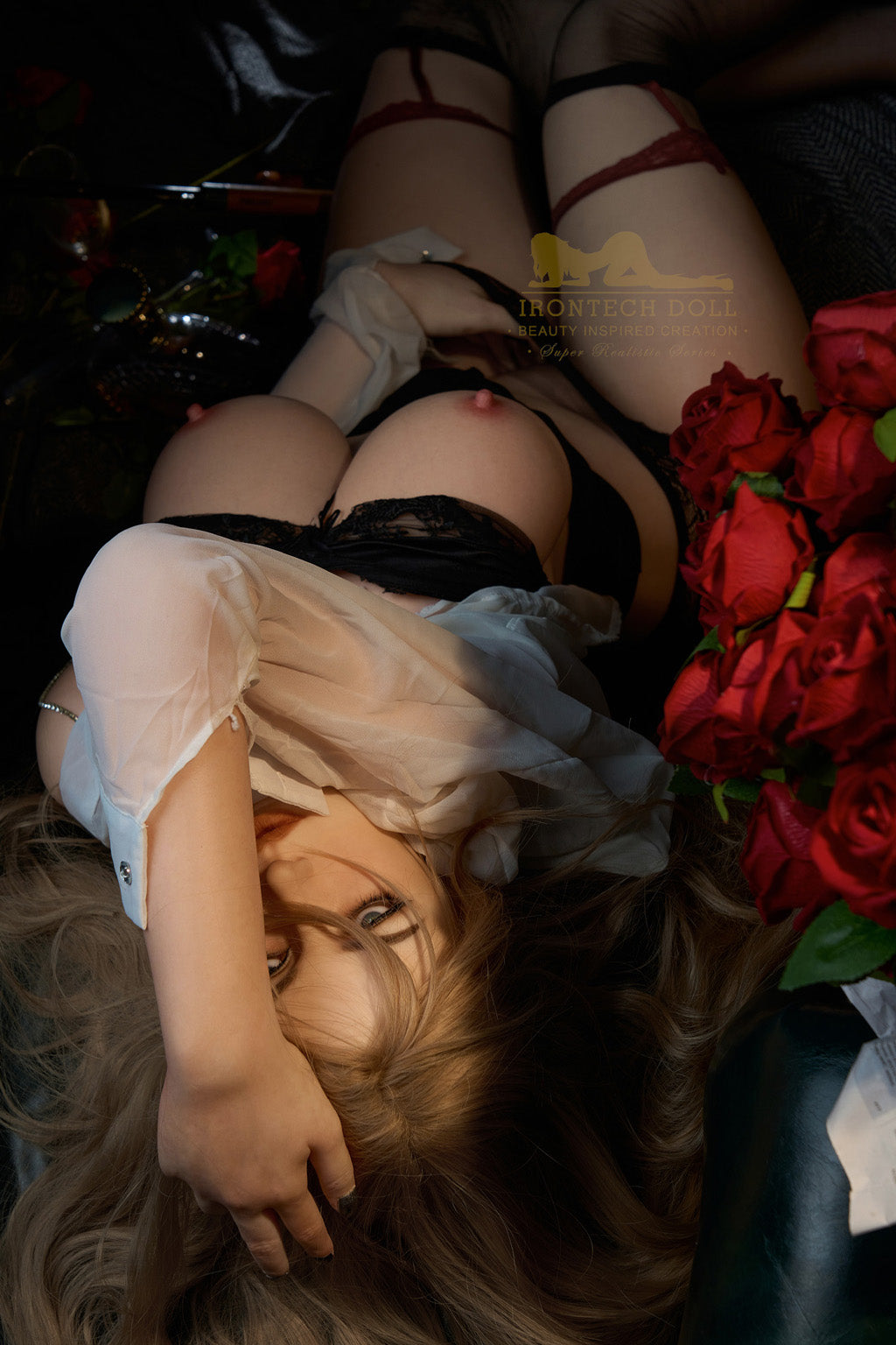 Olive- 164cm(5'38")E-cup Full Silicone Chiffon Blouse Lace Underwear Blonde Sex Doll- Irontech Doll
