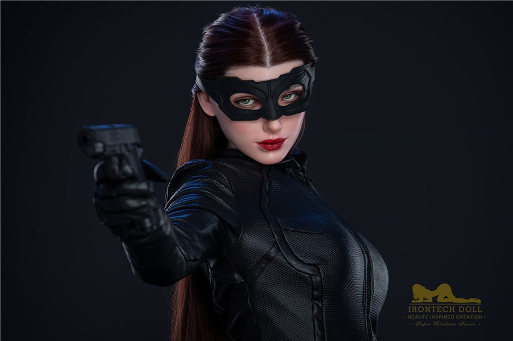 Luna-168cm(5'51")C-cup Full Silicone Red Hair Cosplay Batwoman Sex Doll - Irontech Doll