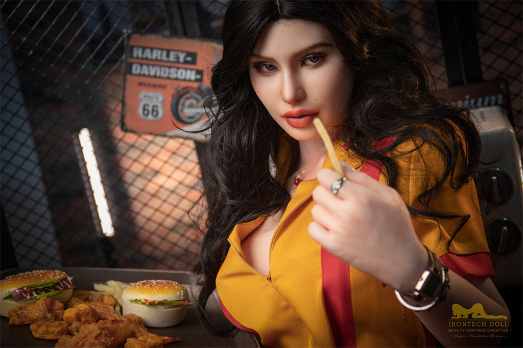 Pearl-164cm(5'38")E-cup Full Silicone American Bar Waitress Sex Doll - Irontech Doll