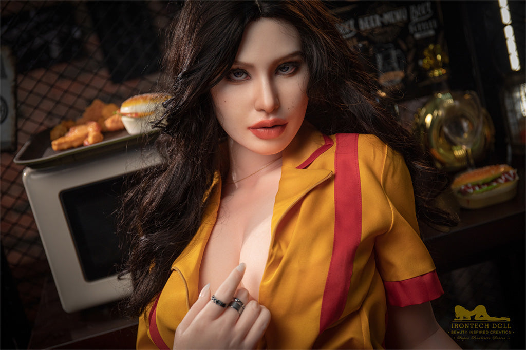 Pearl-164cm(5'38")E-cup Full Silicone American Bar Waitress Sex Doll - Irontech Doll