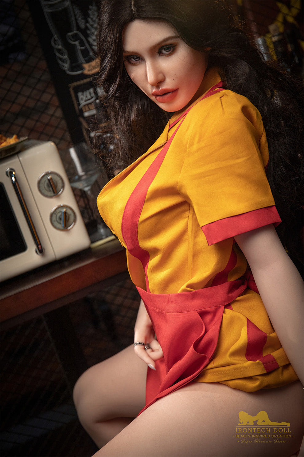 Pearl-164cm(5'38")E-cup Full Silicone American Bar Waitress Sex Doll - Irontech Doll