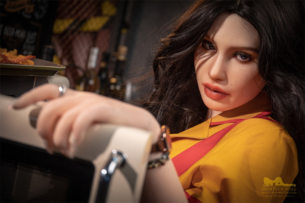 Pearl-164cm(5'38")E-cup Full Silicone American Bar Waitress Sex Doll - Irontech Doll