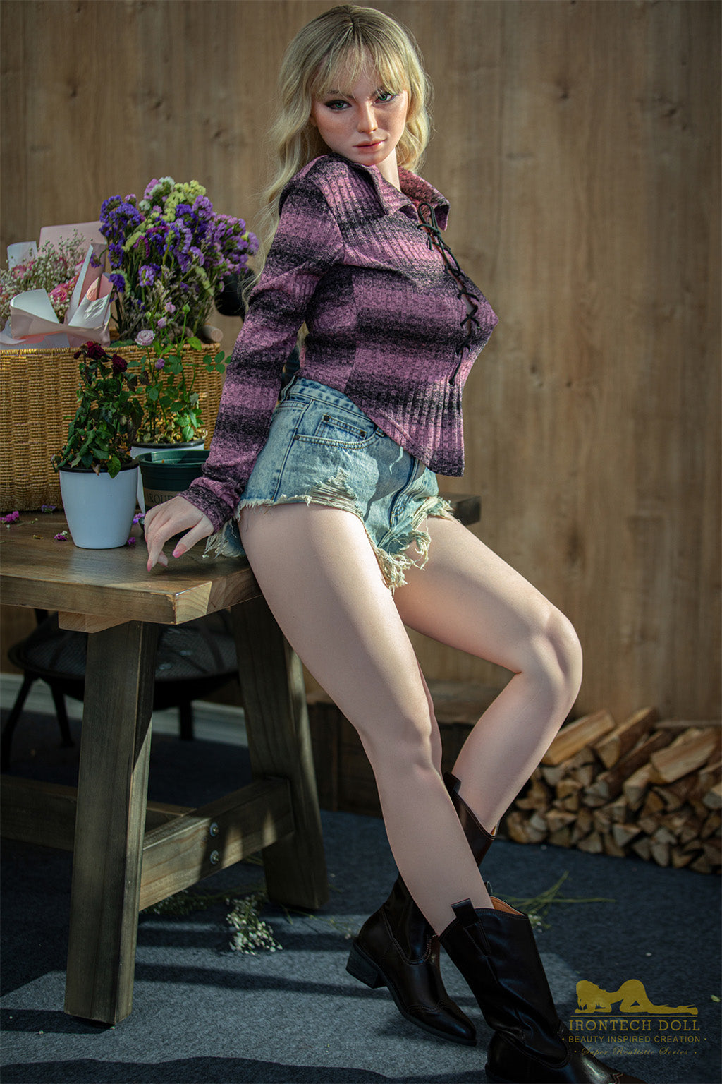Una-165cm(5'41")F-cup Full Silicone Sweaters Housewife Sex Doll Blonde- Irontech Doll