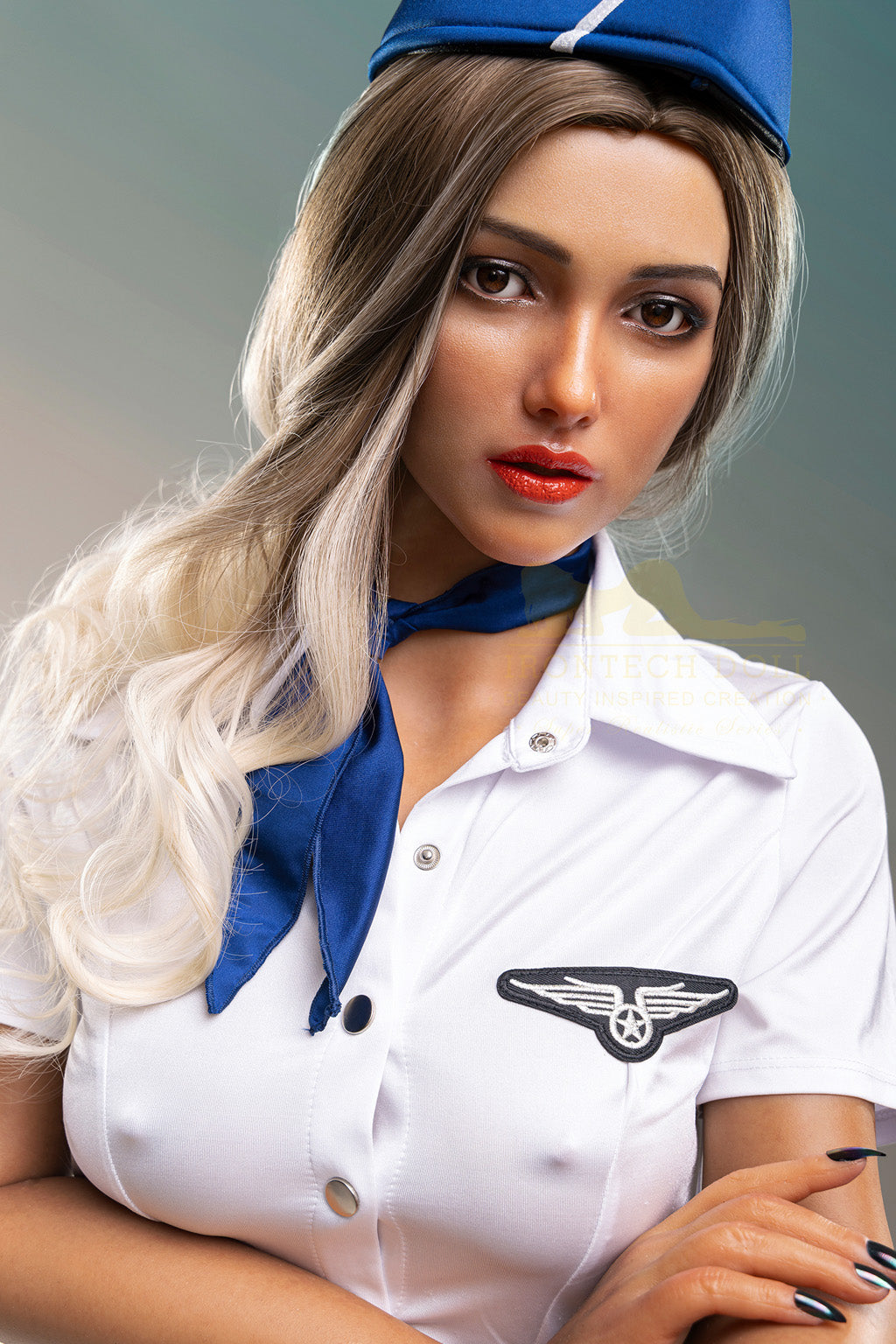 Rita -169cm(5'54")C-cup Full Silicone Cosplay Airline Stewardess Sex DollDark Tanned - Irontech Doll