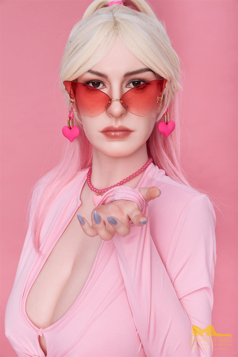 Shemale-162cm(5'31")I-cup Full Silicone Mega Breast Pink Mature Blonde Sex Doll Lottie- Irontech Doll