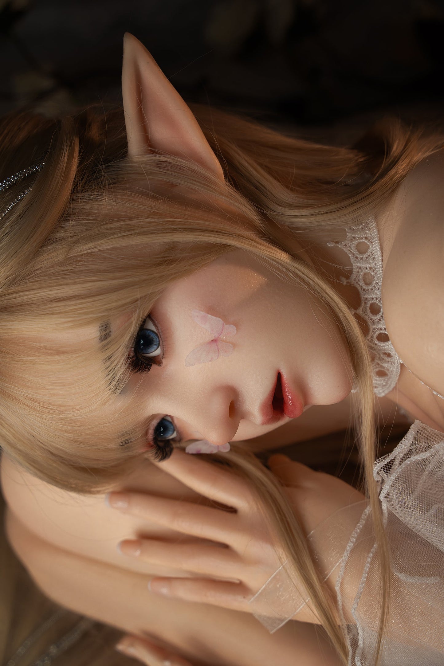 Elvira -  150cm/4'92"  A cup Full Silicone Sex Doll(Movable Jaw Head) - SY Doll