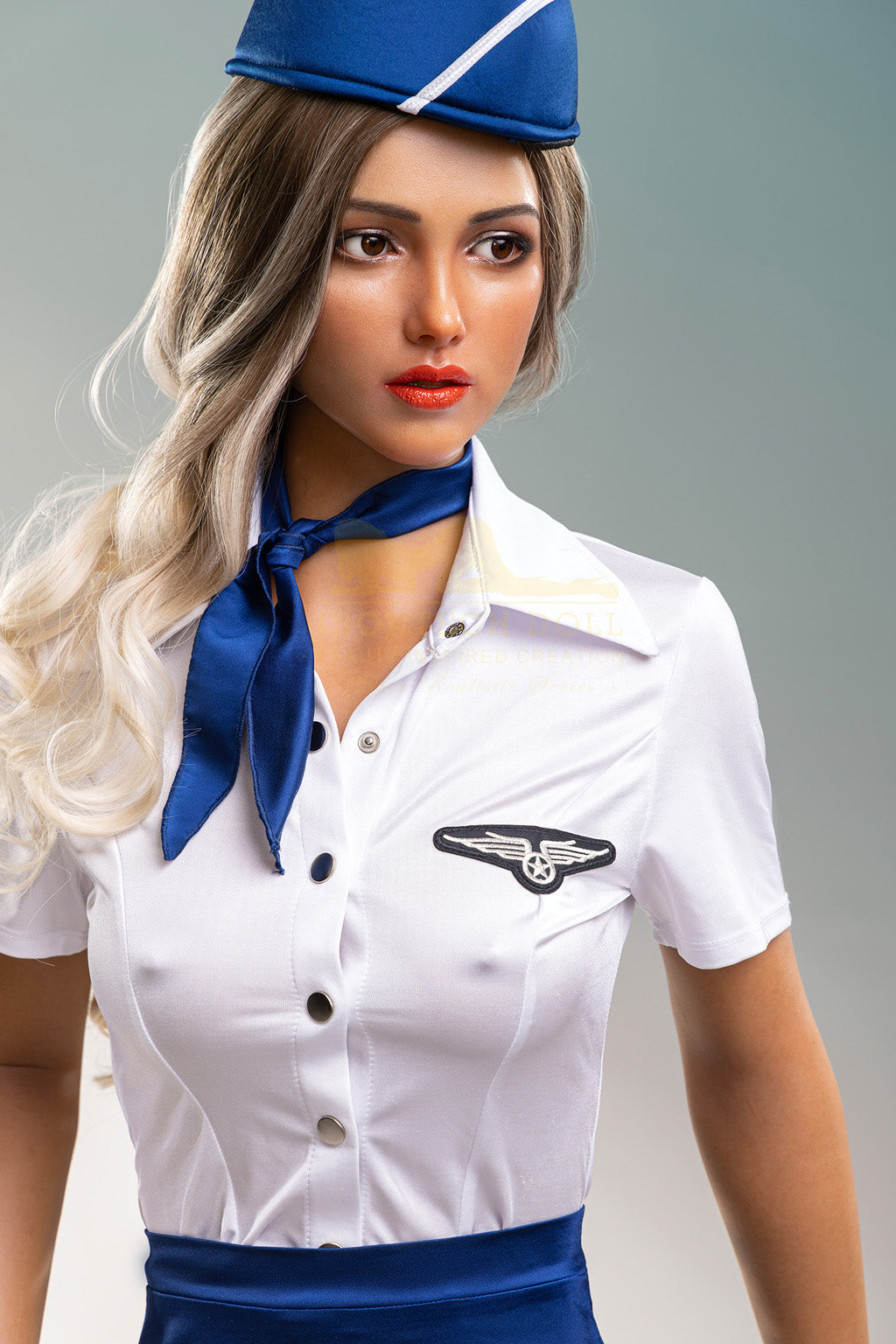 Rita -169cm(5'54")C-cup Full Silicone Cosplay Airline Stewardess Sex DollDark Tanned - Irontech Doll