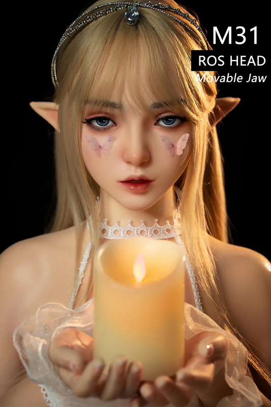 Elvira -  150cm/4'92"  A cup Full Silicone Sex Doll(Movable Jaw Head) - SY Doll